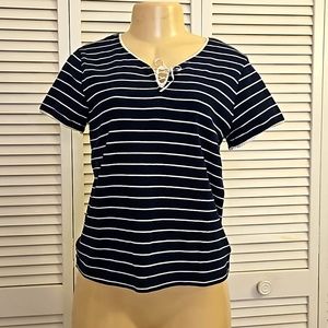 Navy blue & white striped top